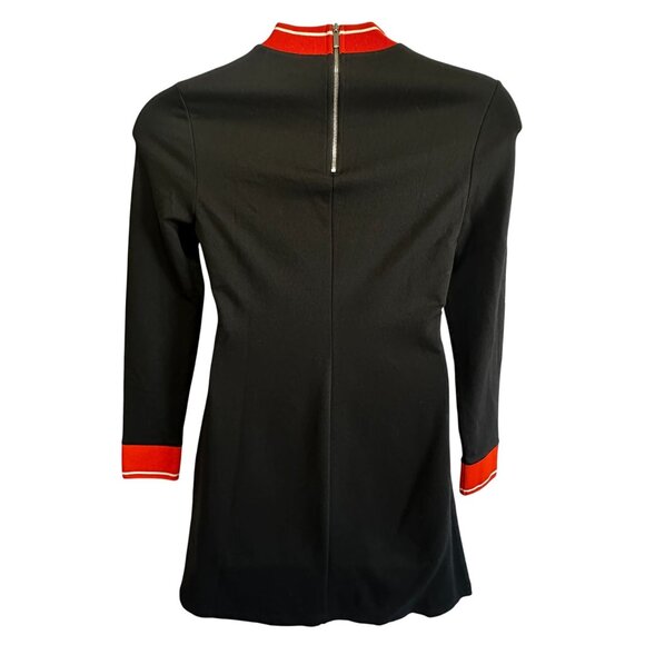 Karen Millen Black With Orange Stripe Trim Mini Jersey Dress Long Sleeve US 10 - Picture 4 of 11